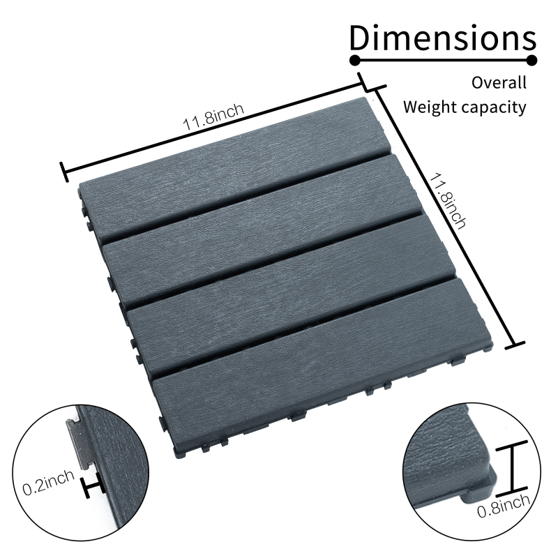 0.80-in x 11.8-in 44-Pack Dark Gray Prefinished Vinyl/Plastic Deck Tile