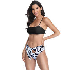 Black White Cute Bra with Print Bottom Bikini Set TQK610205-37
