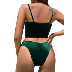 Dark Green Metalic Straps 2pcs Bikini Set TQX610018-36