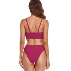 Rosy Knot Cut-out Wave Textured Bikini TQK610339-6