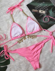 Pink Sexy Rhinestone Two-pieces Bikini Set TQK610324-10