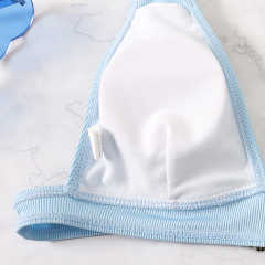Light Blue Solid V Neckline 2 Piece Bikini Set TQK610269-30
