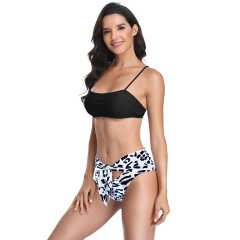 Black White Cute Bra with Print Bottom Bikini Set TQK610205-37