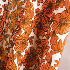 Orange Floral Print 1/2 Sleeves Chiffon Kimono TQK650089-14