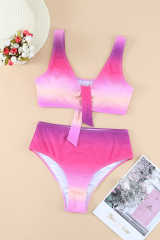Purple Gradient Color Knotted V Neck Bikini Swimsuit LC433012-8