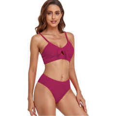 Rosy Knot Cut-out Wave Textured Bikini TQK610339-6
