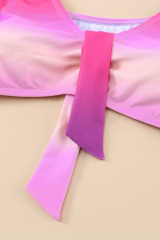 Purple Gradient Color Knotted V Neck Bikini Swimsuit LC433012-8