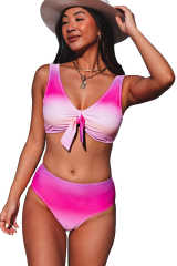 Purple Gradient Color Knotted V Neck Bikini Swimsuit LC433012-8
