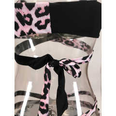 Leopard Printed Splice Black Cut-out Bikini Set TQK610259-20