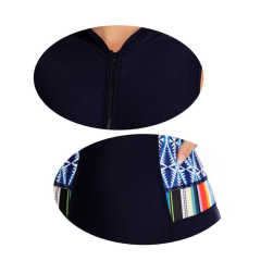 Navy Blue Zip-up Sleeveless Surf Rashguard Swimwear TQX620024-34
