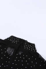 Black Mesh Silver Studded Mock Neck Bodysuit LC32211-2