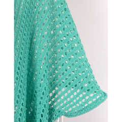 Blue Hollw-out Colorblock Hem V Neck Beach Cover TQX650055-5