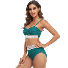 Aquamarine Twist Front Splicing 2pcs Bikini Set TQK610271-45