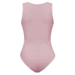 Pink Button-up Rayon Sleeveless Bodysuit TQK550296-10