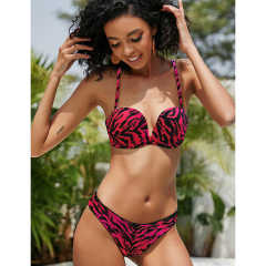 Rosy Tropical Print Push-up 2pcs Bikini Set TQK610237-6