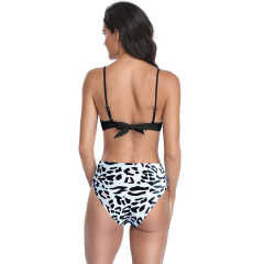 Black White Cute Bra with Print Bottom Bikini Set TQK610205-37