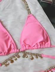 Pink Sexy Rhinestone Two-pieces Bikini Set TQK610324-10