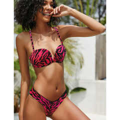 Rosy Tropical Print Push-up 2pcs Bikini Set TQK610237-6
