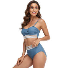 Pewter Twist Front Splicing 2pcs Bikini Set TQK610271-43