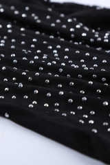 Black Mesh Silver Studded Mock Neck Bodysuit LC32211-2