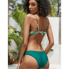 Light Green Tropical Print Push-up 2pcs Bikini Set TQK610237-28