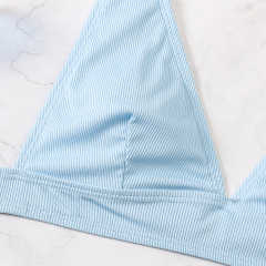 Light Blue Solid V Neckline 2 Piece Bikini Set TQK610269-30
