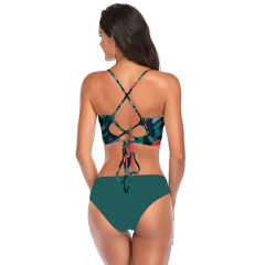 Flamingo Dark Green Hollow Out Bikini Set TQK610188-36