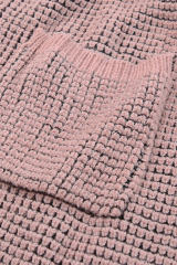Pink Waffle Knit Pocketed Duster Cardigan