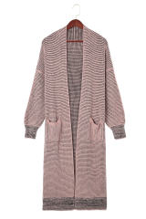 Pink Waffle Knit Pocketed Duster Cardigan