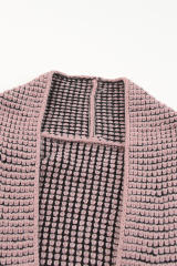 Pink Waffle Knit Pocketed Duster Cardigan