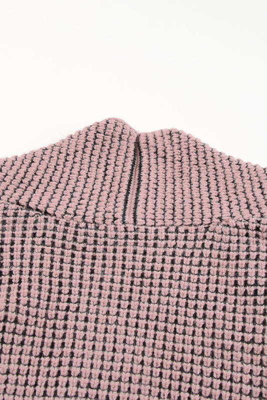 Pink Waffle Knit Pocketed Duster Cardigan