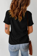 Black NASHVILLE Music City Graphic Print Short Sleeve Tee LC25222308-2