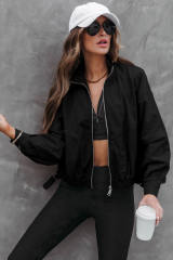 Black Solid Full Zipped Jacket LC8512802-2