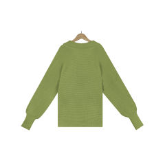 Green Lapel Collar Knit Pullover Oversize Sweater
