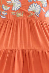 Orange Embroidered Tiered Ruffle Dress PL61945-14