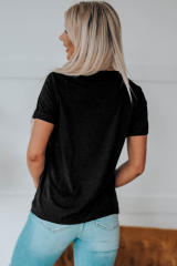 Black NASHVILLE Music City Graphic Print Short Sleeve Tee LC25222308-2