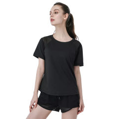 Black Fake Two Pieces Quick Dry Sports Yoga Short TQE71336-2