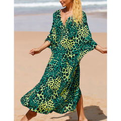 Dark Green Print Long Kinimo Beachwear TQL310062-36