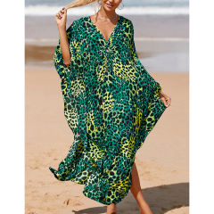 Dark Green Print Long Kinimo Beachwear TQL310062-36