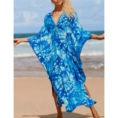 Royal Blue Print Long Kinimo Beachwear TQL310062-62