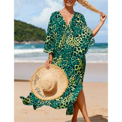 Dark Green Print Long Kinimo Beachwear TQL310062-36