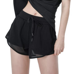 Black Fake Two Pieces Quick Dry Sports Yoga Short TQE71336-2