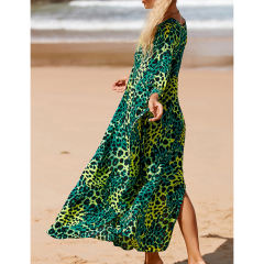 Dark Green Print Long Kinimo Beachwear TQL310062-36