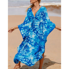 Royal Blue Print Long Kinimo Beachwear TQL310062-62