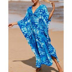 Royal Blue Print Long Kinimo Beachwear TQL310062-62