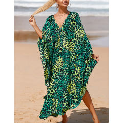 Dark Green Print Long Kinimo Beachwear TQL310062-36