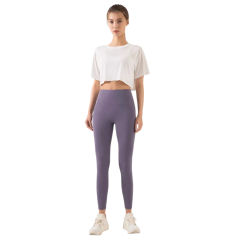 White Loose Crop Top and Purple High Waist Yoga Pants Set TQE71335-1-8