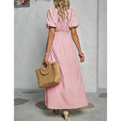 Pink V Neck Crop Top and Pocket Skirt Set TQX711102-10