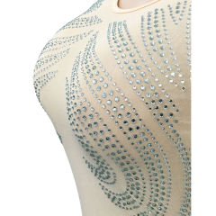 Apricot Mesh Rhinestone See Through Long Sleeve Maxi Dress TQK311243-18