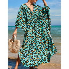 Green Stripe Print Long Kinimo Beachwear TQL310062-9